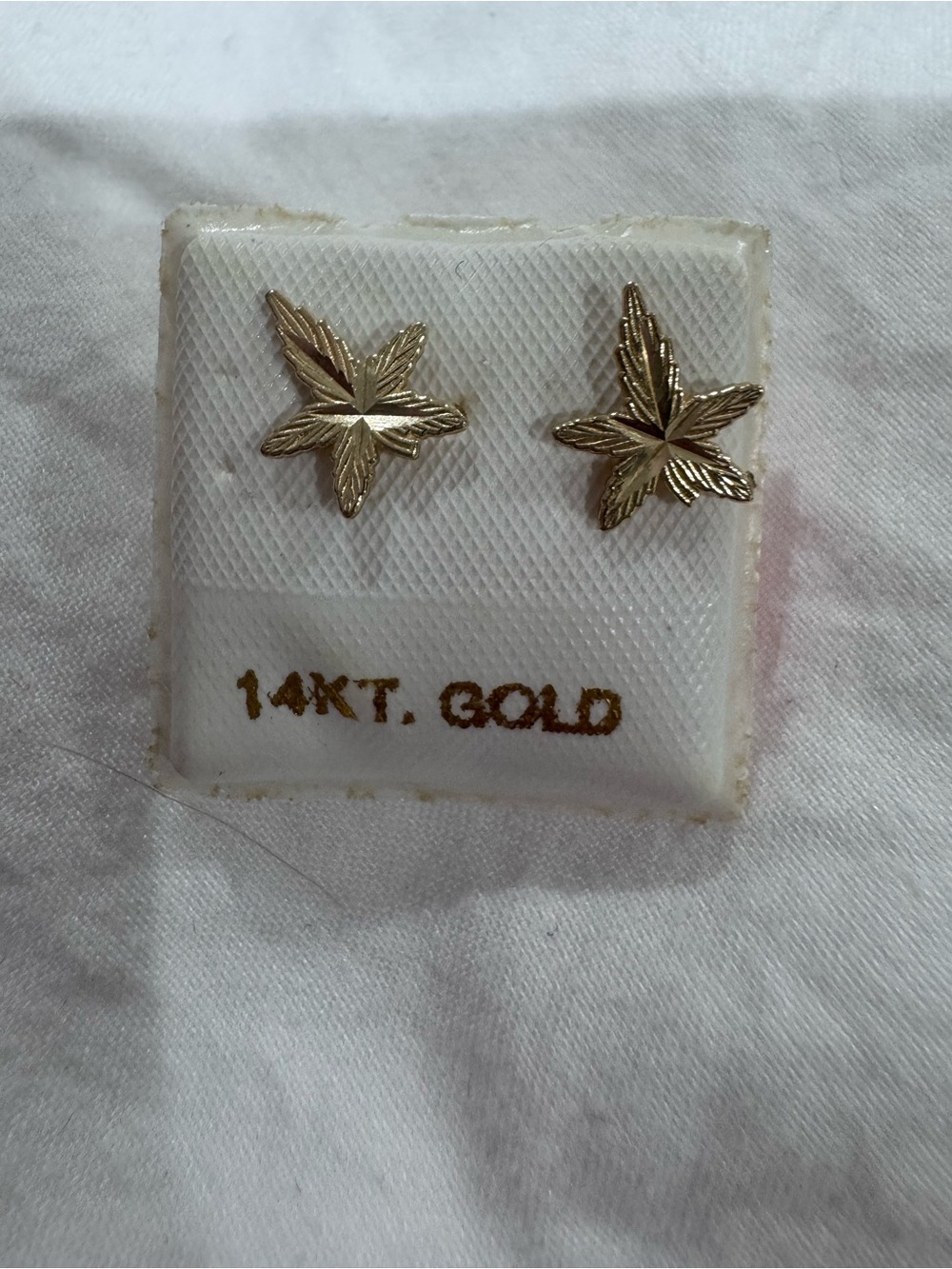 14K Gold Leaf Stud Earrings - 14KT Gold